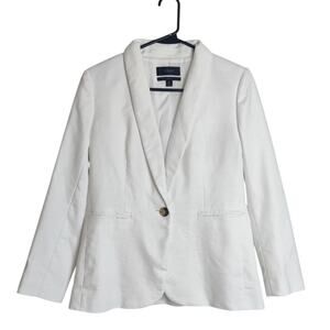 J. Crew Parke Stretch Linen Crisp White Preppy Blazer 2 Petite Nautical Heritage